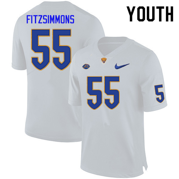 Youth #55 Sean FitzSimmons Pitt Panthers College Football Jerseys Sale-White